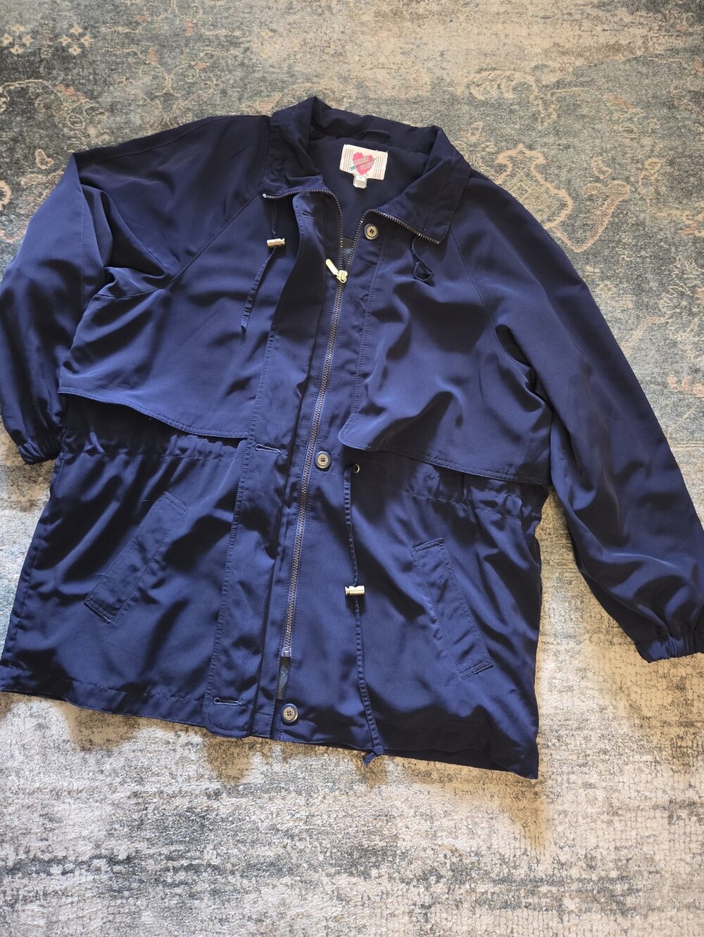 Vintage 90s Keren Hart Navy Blue Utility Rain Jacket Plus Size 1X Y2K